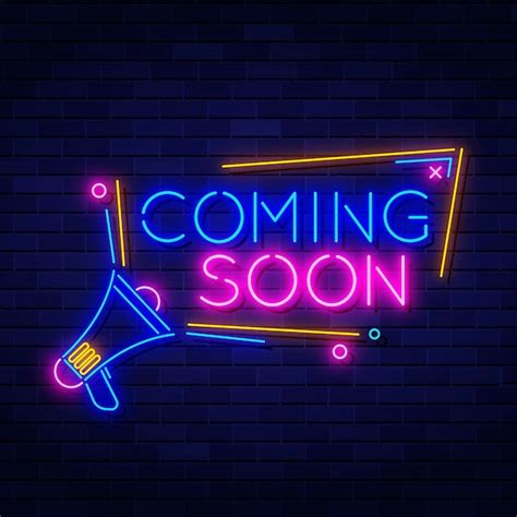 Premium Vector Neon Coming Soon Background With Megaphone