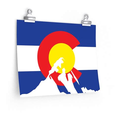 Colorado Flag Icon Mountain Design Print Wall Art Multiple | Etsy