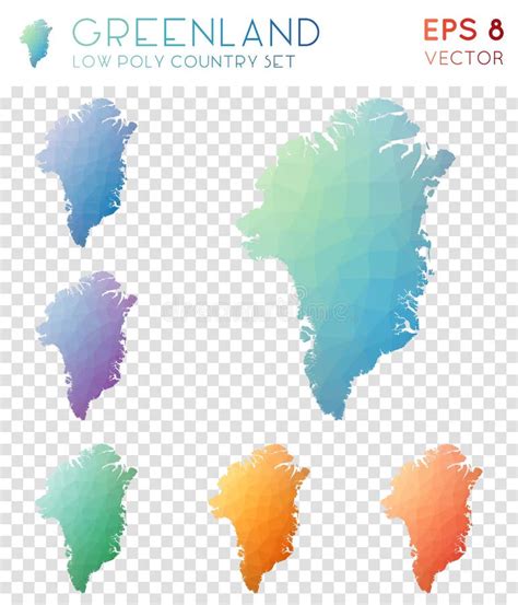 Greenland Geometric Polygonal Maps Mosaic Style Stock Vector