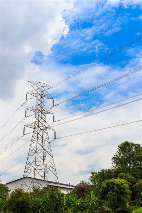 Electricity High Voltage Pylon Stock Photo Image Of Built Evening