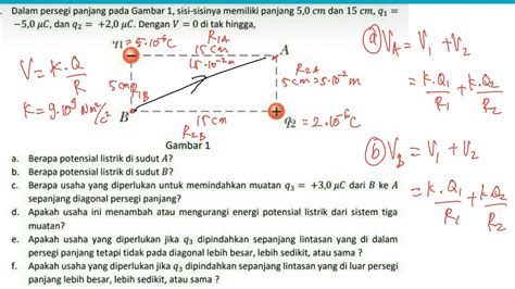 Menghitung Potensial Listrik Di Posisi A Dan B Dan Usaha Pada Bidang Persegi Panjang Youtube