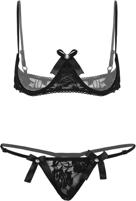 Yoojia Damen Spitze Dessous Set Brustfrei Bh Hebe Büstenhebe Ouvert