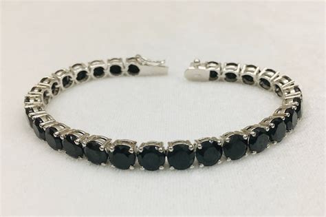 Natural Black Spinel Bracelet 925 Sterling Silver Bracelet 6 Etsy