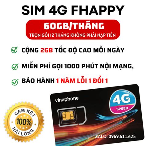 Sim Vinaphone 4G VD149 Fhappy D500 U1500 TD49 Vào mạng miễn