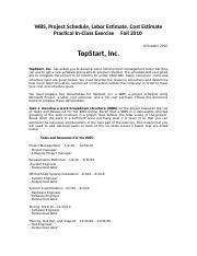 WBS Project Schedule Cost Estimate Exercise1 6 Oct 2010 Doc WBS