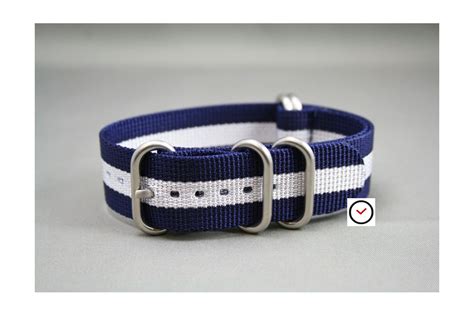 Nato Zulu Watch Strap Thick Nylon Navy Dark Blue White