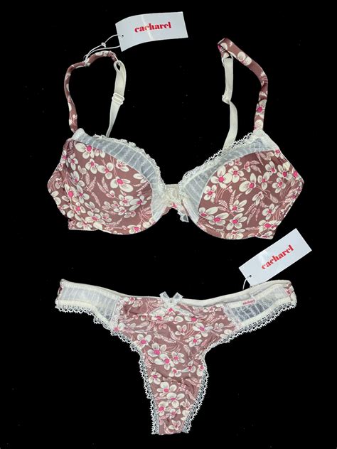 Lingerie Set Floral Classy Cacharel Flower Print Lace Bra And Panty