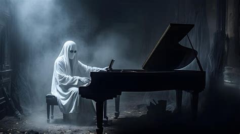 Premium AI Image | Ghost playin piano in a spooky room