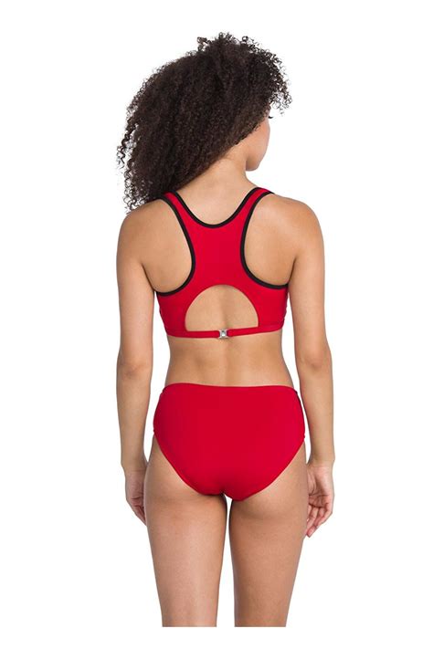 Kırmızı Fermuarlı Yüzücü Bikini Takımı B Y KIR Dagi