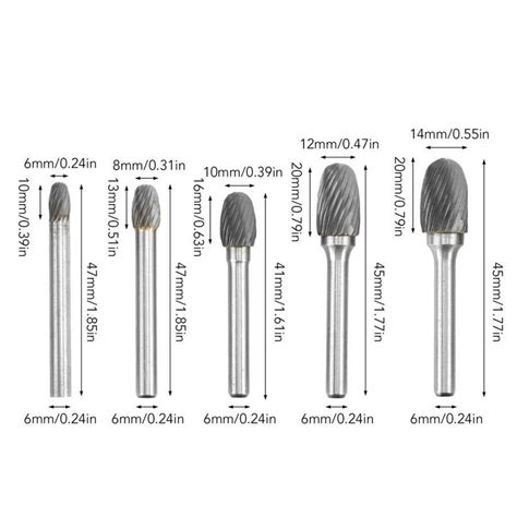 Conjunto De Limas Rotativas De Carboneto De Corte Nico Mm De