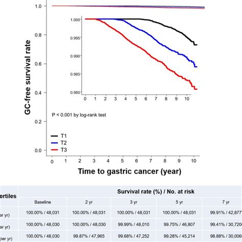 Kaplanmeier Curves Showing Cumulative Gastric Cancer Free Survival Download Scientific Diagram