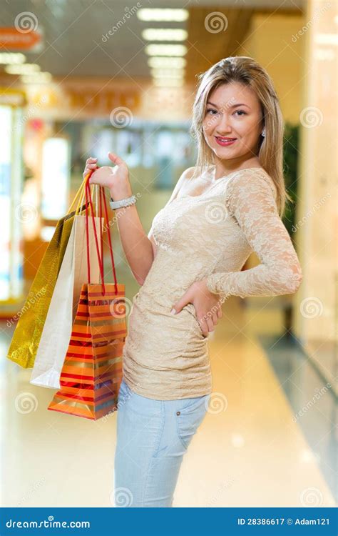 Portrait Of A Beautiful Woman In A Shopping Center Stock Image Image Of Color Mall 28386617