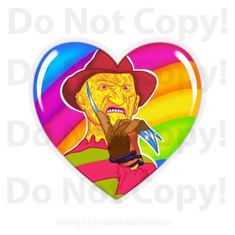 Freddie Krueger Heart 3x3 Kiss Cut Stickers Etsy