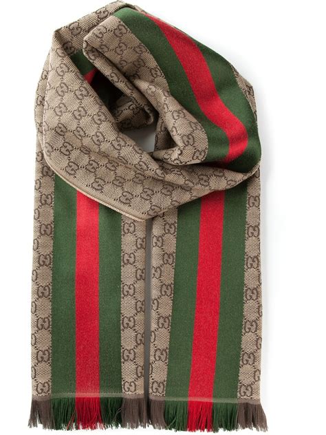 Gucci Monogram Scarf In Brown For Men Lyst