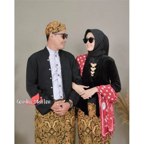 Jual Set Prewed Adat Jawa Nuansa Hitam Motif Pisang Bali Shopee