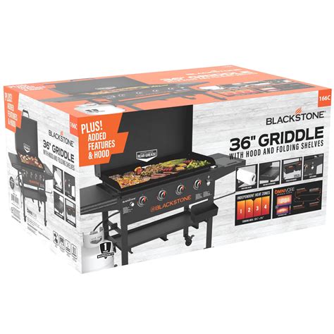 Blackstone Original 4 Burner 36” Propane Griddle With Hood And Omnivore Griddle Plate