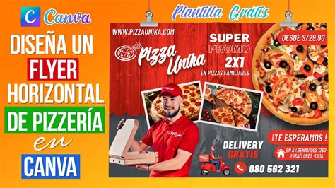 Cómo Crear un FLYER HORIZONTAL de PIZZERÍA EN CANVA PLANTILLA GRATIS