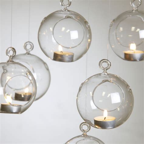 Hanging Glass Bauble Tealight Candle Garden Decoration Tea Light Candles Tea Light Holder