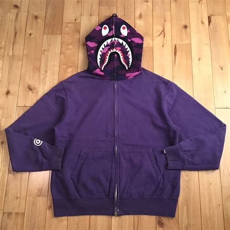 Bape 2007 Purple camo x Purple Shark full zip hoodie BAPE ape | Grailed