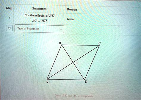 Solved Given E Is The Midpoint Of Overline Bd And Overline Ac Perp