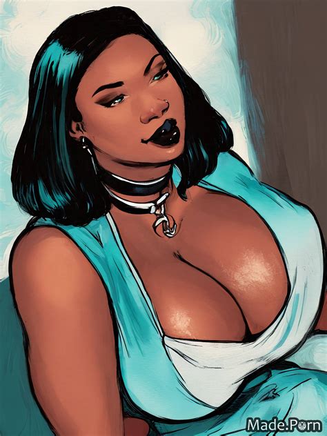 Porn Image Of Choker Fully Clothed Black Hair 40 Thick Bangs Hair Gigantic Boobs Created By AI