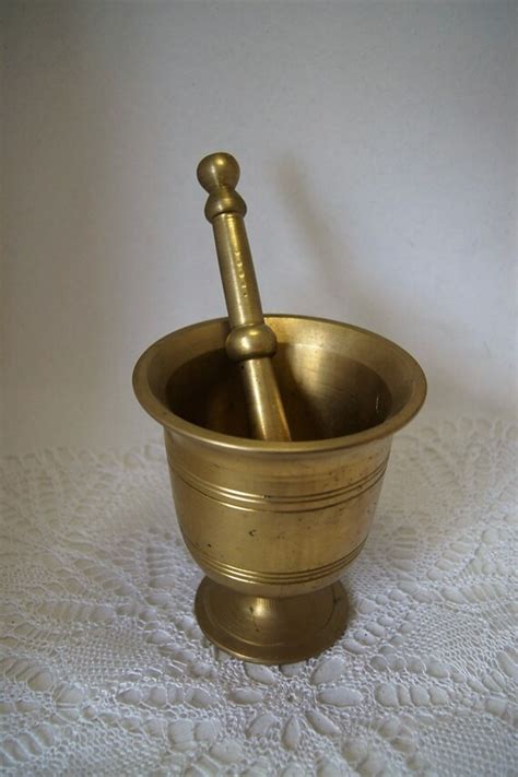 Vintage Solid Brass Mortar And Pestle