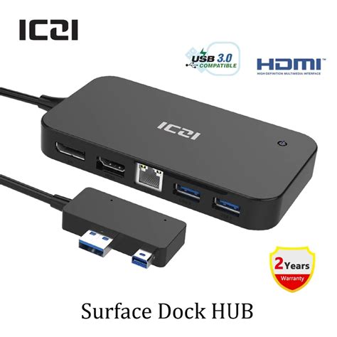 Surface Dock Hub with HDMI DisplayPort Ethernet & USB 2.0/3.0 Ports ...