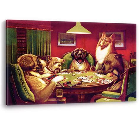 Dogs Playing Cards Vintage Cm Coolidge Canvas Wall Art Painting