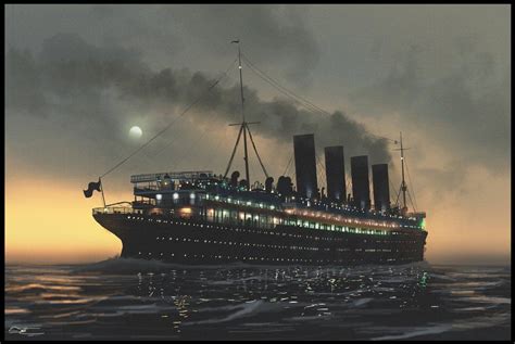 Lusitania At Night By Eliott Chacoco Rms Mauretania Hms Hood Cunard