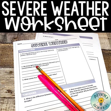 Severe Weather Worksheet Freebie Amigo Science