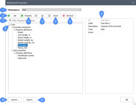 Mechanical Properties Dialog Box Bricscad Mechanical Bricsys Help