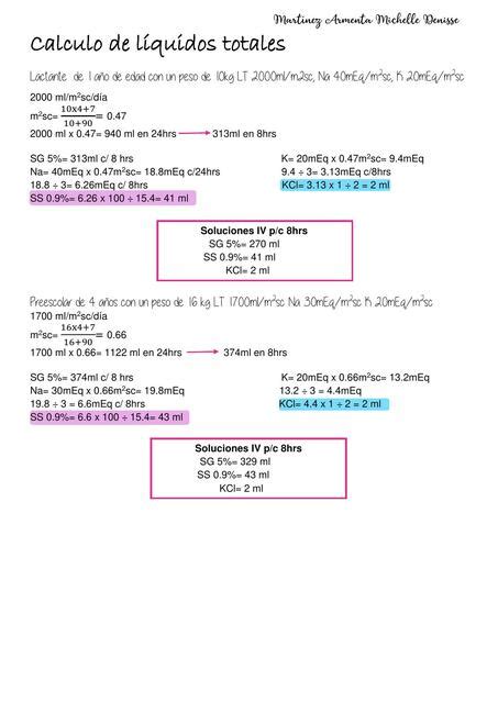 Calculo De L Quidos Totales Michelle Armenta Udocz