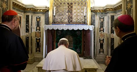 Pope Francis visits St. Peter's tomb under Vatican - CBS News