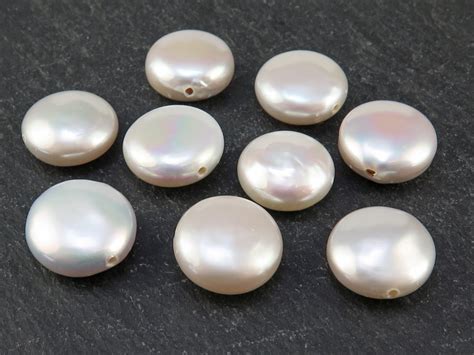 Freshwater Pearl Coin 11 12mm ~ Half Drilled ~ Single