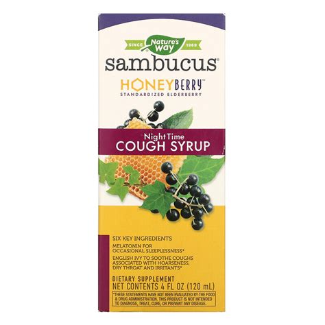 Natures Way Sambucus Honeyberry Nighttime Cough Syrup 4 Fl Oz 120