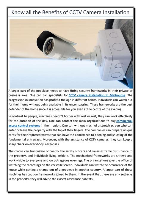 Know All The Benefits Of Cctv Camera Installation By