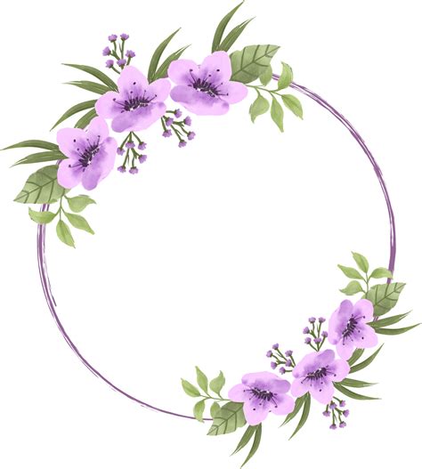 Elegant Purple Watercolor Flower Wreath Decoration Png