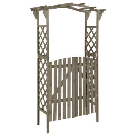 Vidaxl Pergola Avec Portail X X Cm Gris Bois De Sapin Massif Pas