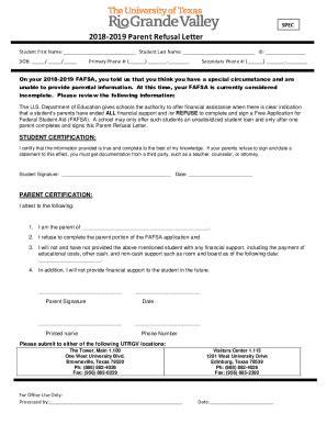 Fillable Online Additional Aid Request UTRGV Fax Email Print PdfFiller