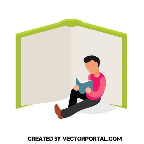 Man Reading A Book Vector Clip Art