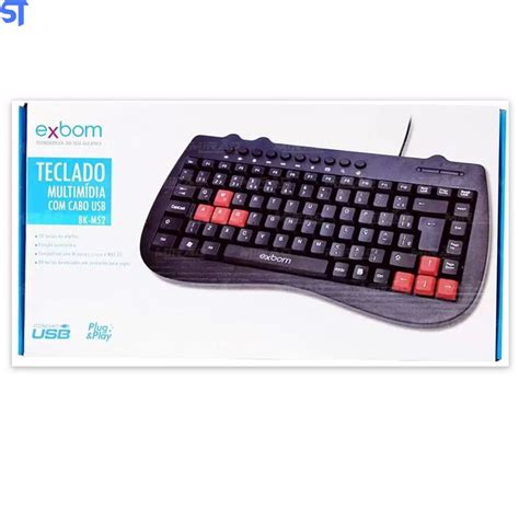 Mini Teclado Multimidia USB ABNT2 Padrão Brasileiro 03054 EXBOM BK M52