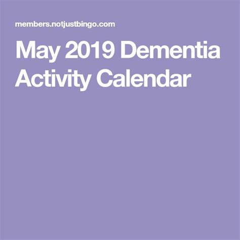 May 2019 Dementia Activity Calendar Dementia Activities Activities