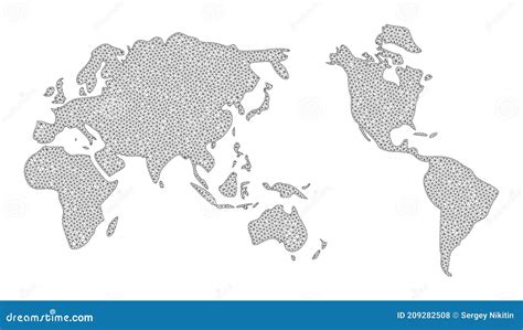 多边形网格高细节地球抽象栅格地图 库存例证 插画 包括有 绘图 平面 全球 要素 国际 网络 209282508