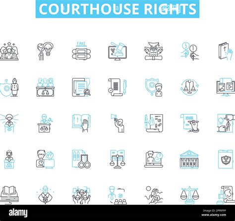 Courthouse Rights Linear Icons Set Advocacy Litigation Due Process