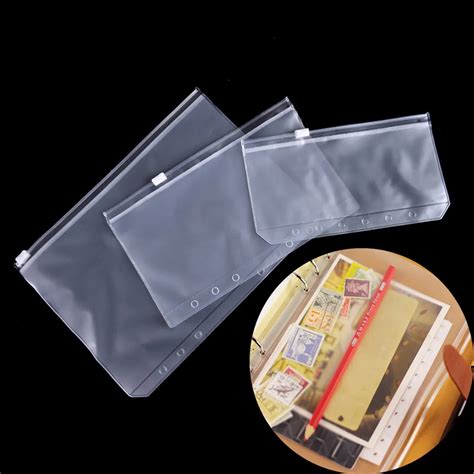 Transparent Pvc 6 Holes A5a6a7 Filing Card Storage Bag Self Sealing