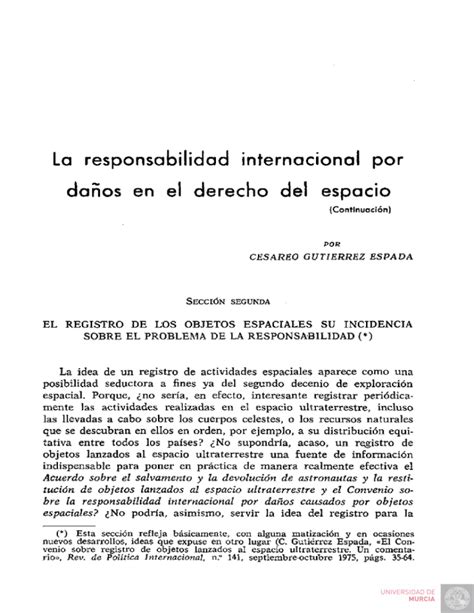 La responsabilidad internacional por daños en el derecho del espacio