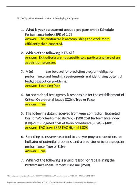 Test Acq Module Exam Part Ii Developing The System Spring