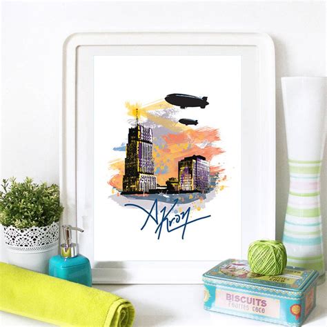 Akron Print Akron Skyline Akron Art Akron Poster Akron Etsy