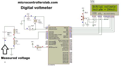 Digital Voltmeter Using Pic Microcontroller Project And Circuit