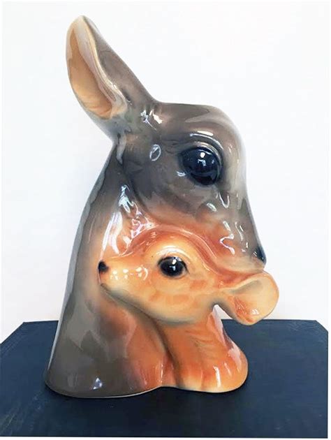 ROYAL COPLEY Deer And Fawn Head Vase Or Planter Made In USA Etsy